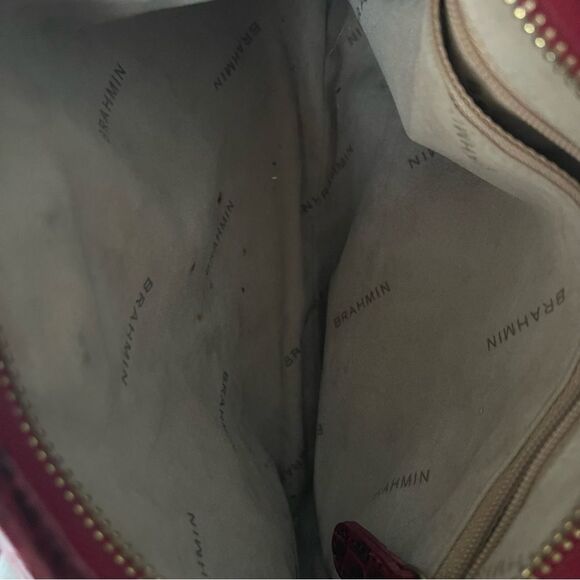 Brahmin Anytime Mini Handbag Dark Red Crocodile-Embossed Leather Vintage Bag - Picture 5 of 6